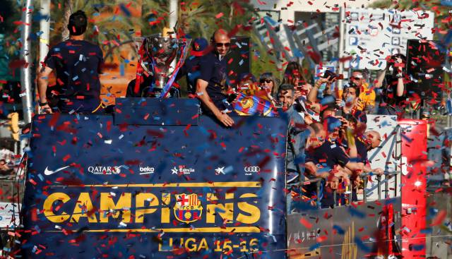 Celebración de los jugadores del Barça